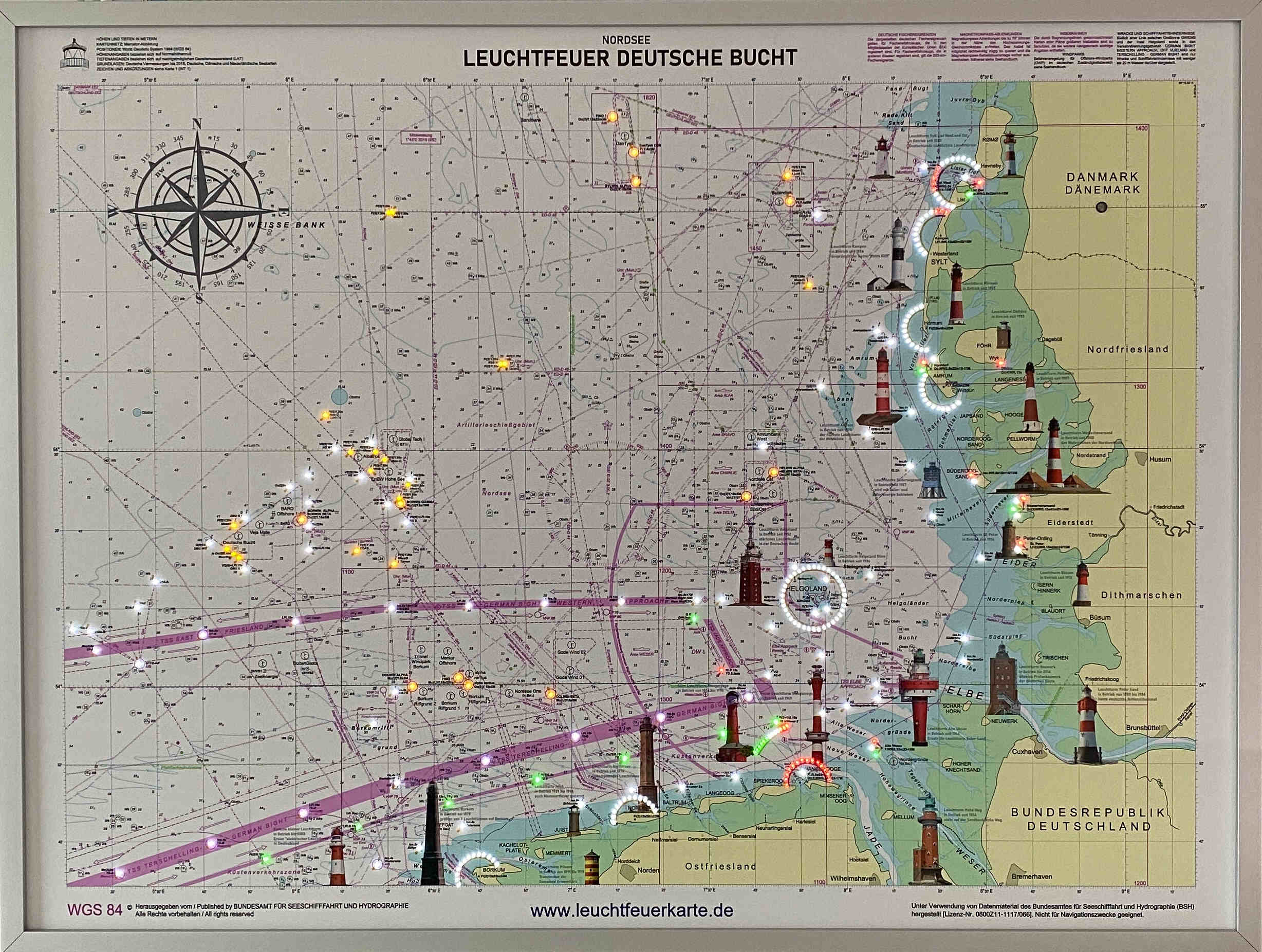 Leuchtfeuerkarte "Deutsche Bucht"